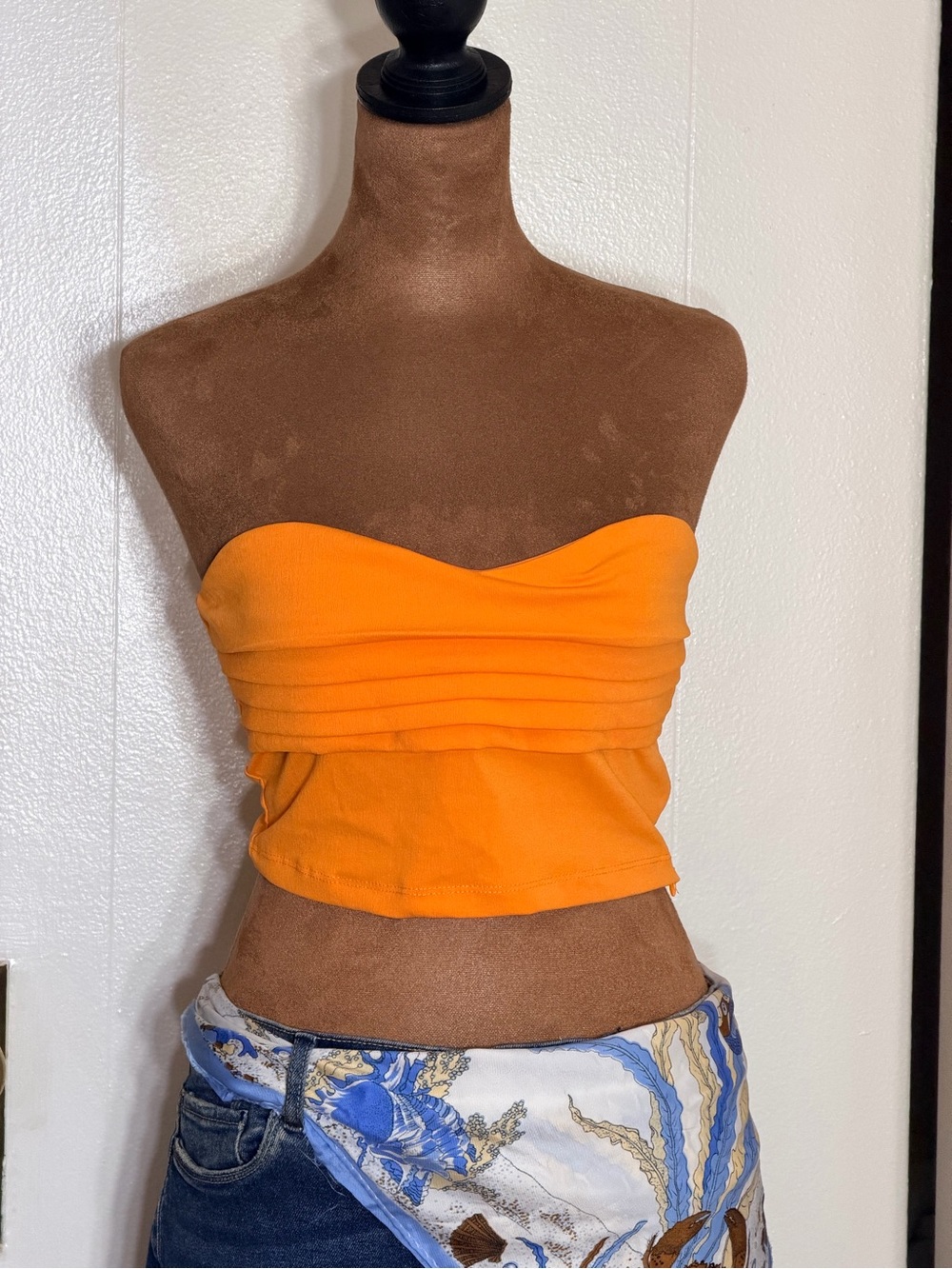 Zara Orange Strapless Cropped Tube Top